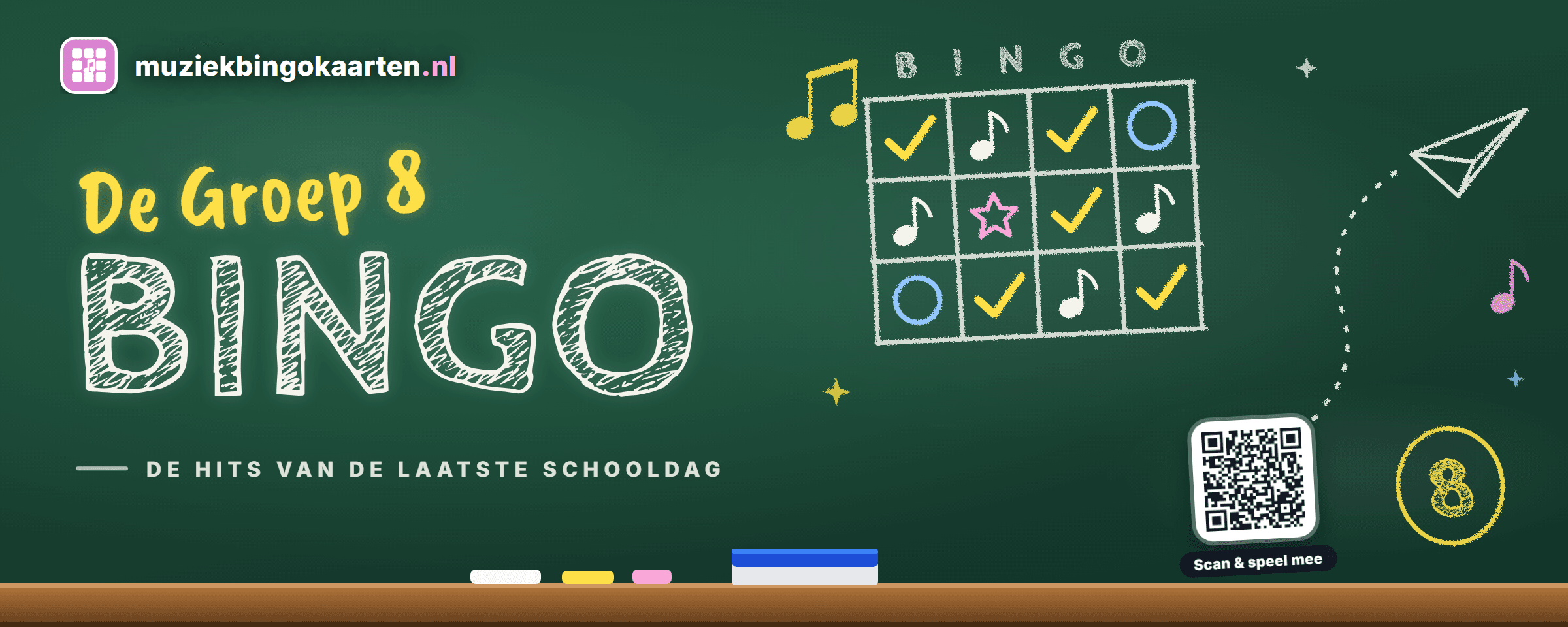 Themabanner van De Groep 8 Bingo